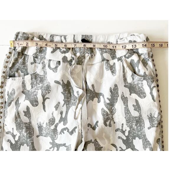 VENTI6 Jogger Pants Women S Gray Camo Stretch Rhinestone Made In Italy Comfy - Picture 6 of 12